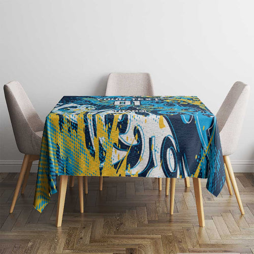 Personalized Gold Coast Titans Rugby Tablecloth Urban Street Graffiti Style - Distressed Splatter Elements