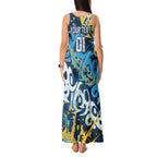 Personalized Gold Coast Titans Rugby Tank Maxi Dress Urban Street Graffiti Style - Distressed Splatter Elements