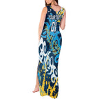 Personalized Gold Coast Titans Rugby Tank Maxi Dress Urban Street Graffiti Style - Distressed Splatter Elements