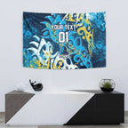 Personalized Gold Coast Titans Rugby Tapestry Urban Street Graffiti Style - Distressed Splatter Elements