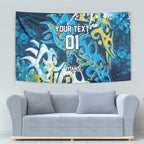 Personalized Gold Coast Titans Rugby Tapestry Urban Street Graffiti Style - Distressed Splatter Elements