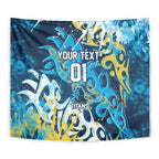 Personalized Gold Coast Titans Rugby Tapestry Urban Street Graffiti Style - Distressed Splatter Elements