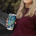 Personalized Gold Coast Titans Rugby Tumbler Cup Urban Street Graffiti Style - Distressed Splatter Elements