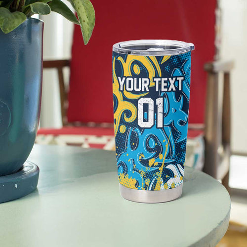 Personalized Gold Coast Titans Rugby Tumbler Cup Urban Street Graffiti Style - Distressed Splatter Elements