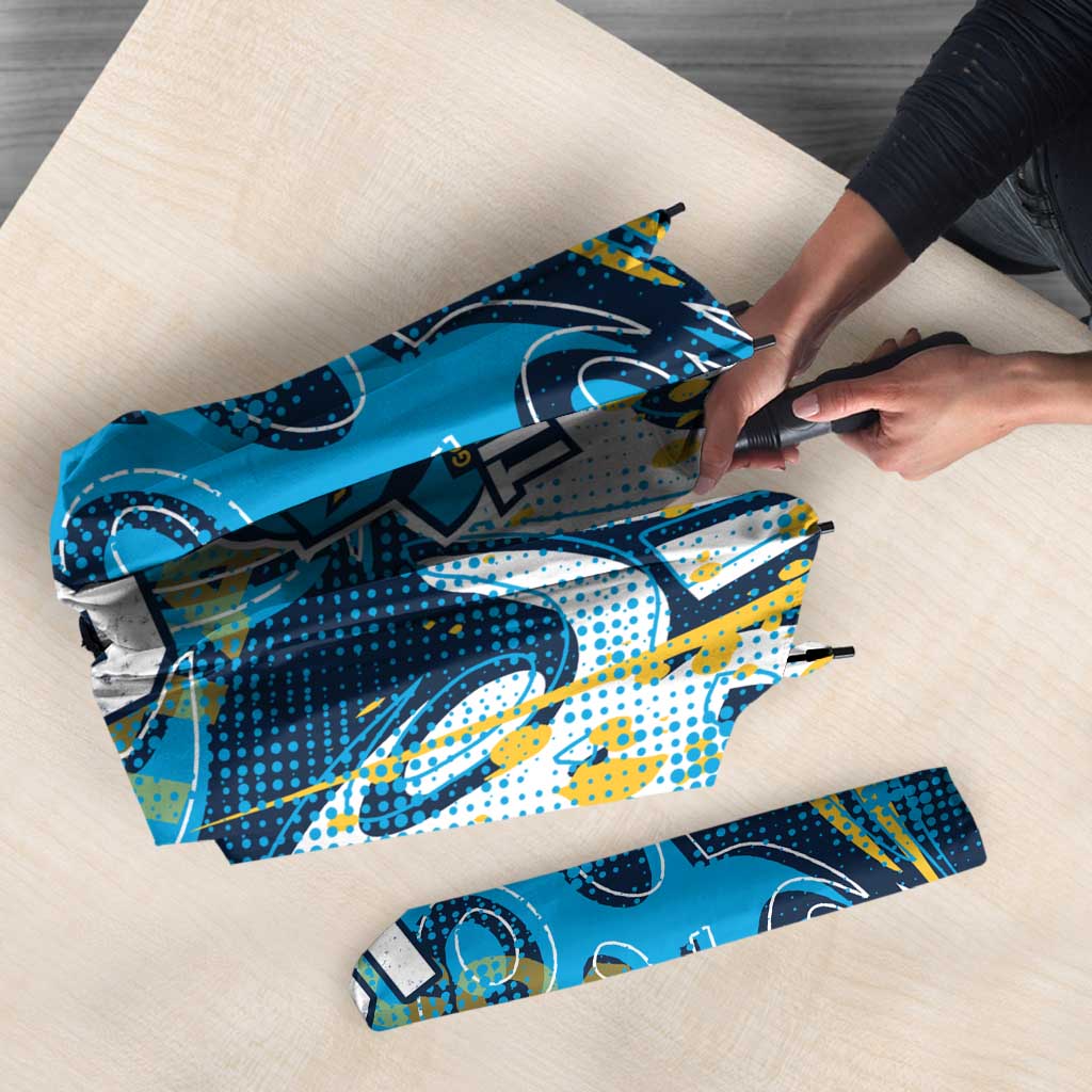 Personalized Gold Coast Titans Rugby Umbrella Urban Street Graffiti Style - Distressed Splatter Elements