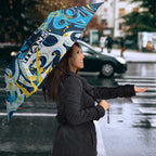 Personalized Gold Coast Titans Rugby Umbrella Urban Street Graffiti Style - Distressed Splatter Elements