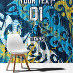Personalized Gold Coast Titans Rugby Window Curtain Urban Street Graffiti Style - Distressed Splatter Elements