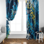 Personalized Gold Coast Titans Rugby Window Curtain Urban Street Graffiti Style - Distressed Splatter Elements