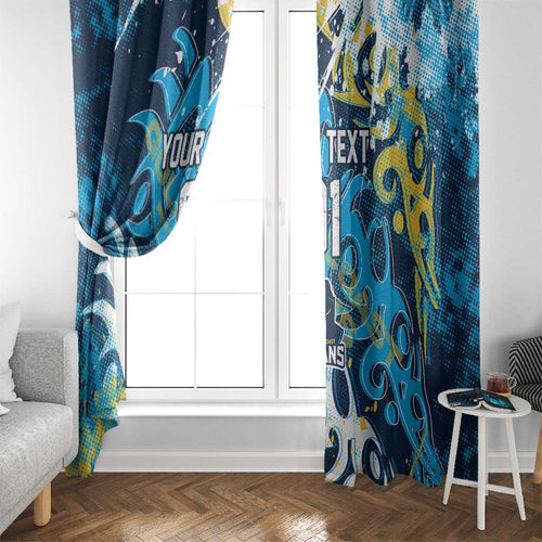 Personalized Gold Coast Titans Rugby Window Curtain Urban Street Graffiti Style - Distressed Splatter Elements