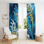 Personalized Gold Coast Titans Rugby Window Curtain Urban Street Graffiti Style - Distressed Splatter Elements
