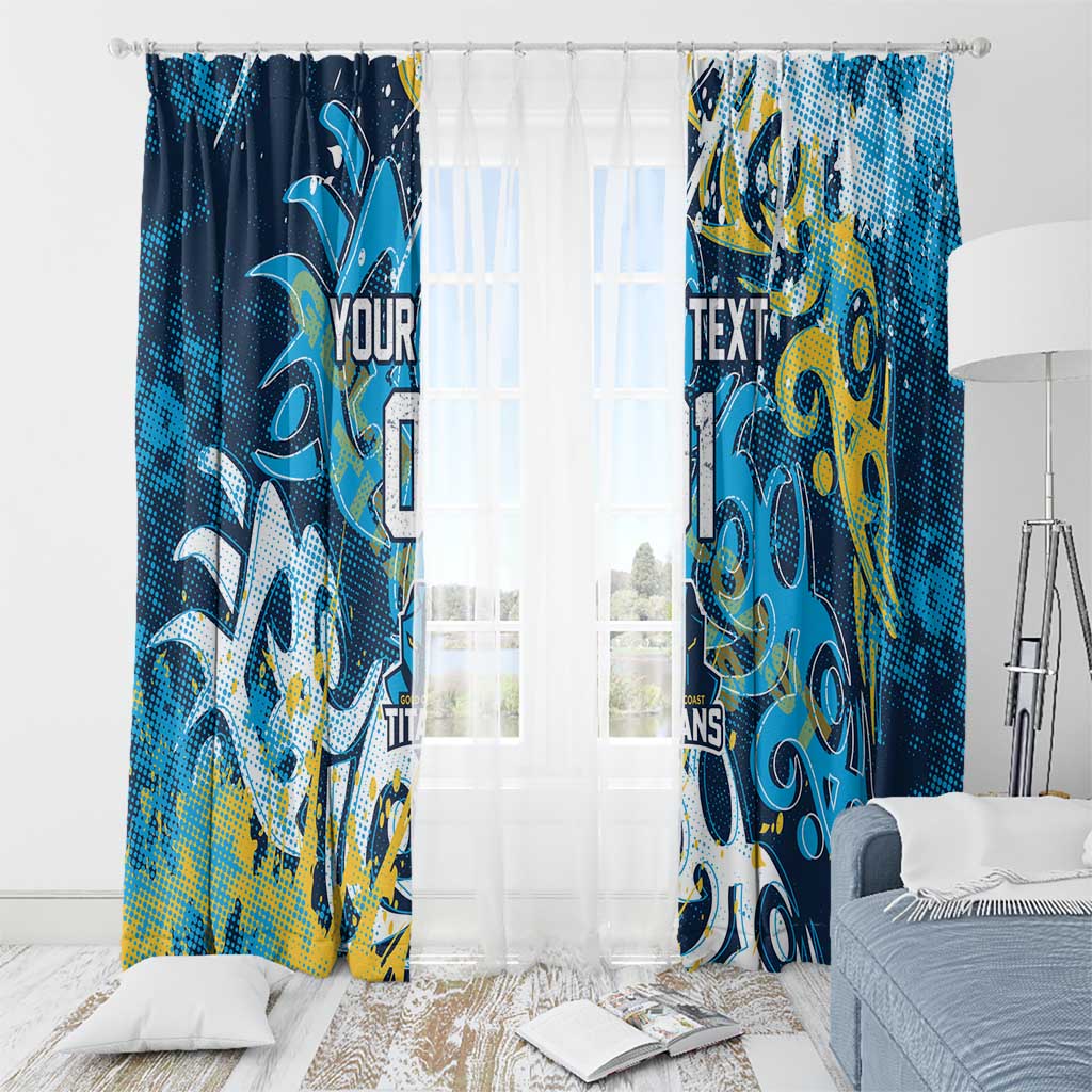 Personalized Gold Coast Titans Rugby Window Curtain Urban Street Graffiti Style - Distressed Splatter Elements