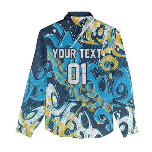 Personalized Gold Coast Titans Rugby Women Casual Shirt Urban Street Graffiti Style - Distressed Splatter Elements
