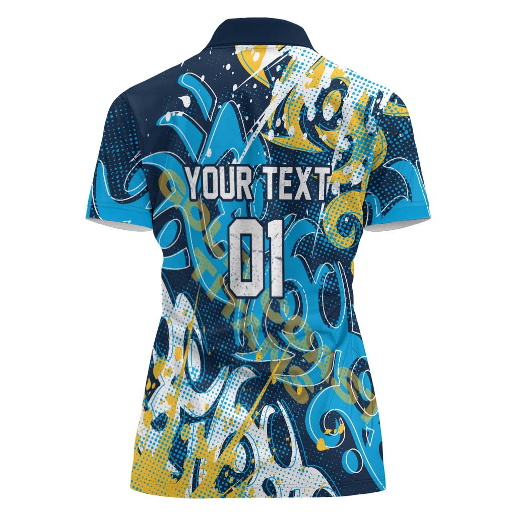Personalized Gold Coast Titans Rugby Women Polo Shirt Urban Street Graffiti Style - Distressed Splatter Elements