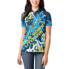 Personalized Gold Coast Titans Rugby Women Polo Shirt Urban Street Graffiti Style - Distressed Splatter Elements