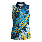 Personalized Gold Coast Titans Rugby Women Sleeveless Polo Shirt Urban Street Graffiti Style - Distressed Splatter Elements