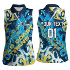 Personalized Gold Coast Titans Rugby Women Sleeveless Polo Shirt Urban Street Graffiti Style - Distressed Splatter Elements