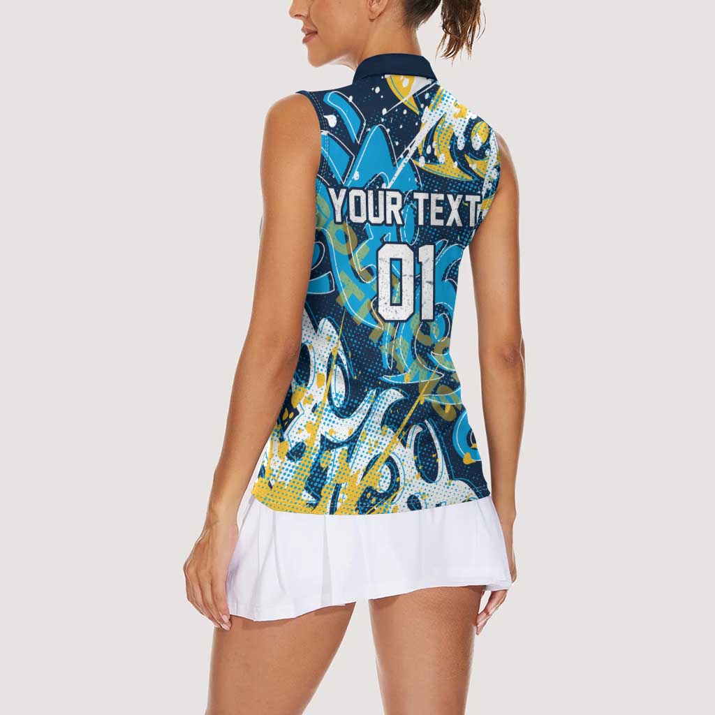 Personalized Gold Coast Titans Rugby Women Sleeveless Polo Shirt Urban Street Graffiti Style - Distressed Splatter Elements
