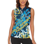 Personalized Gold Coast Titans Rugby Women Sleeveless Polo Shirt Urban Street Graffiti Style - Distressed Splatter Elements