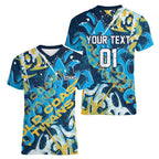 Personalized Gold Coast Titans Rugby Women V-Neck T-Shirt Urban Street Graffiti Style - Distressed Splatter Elements