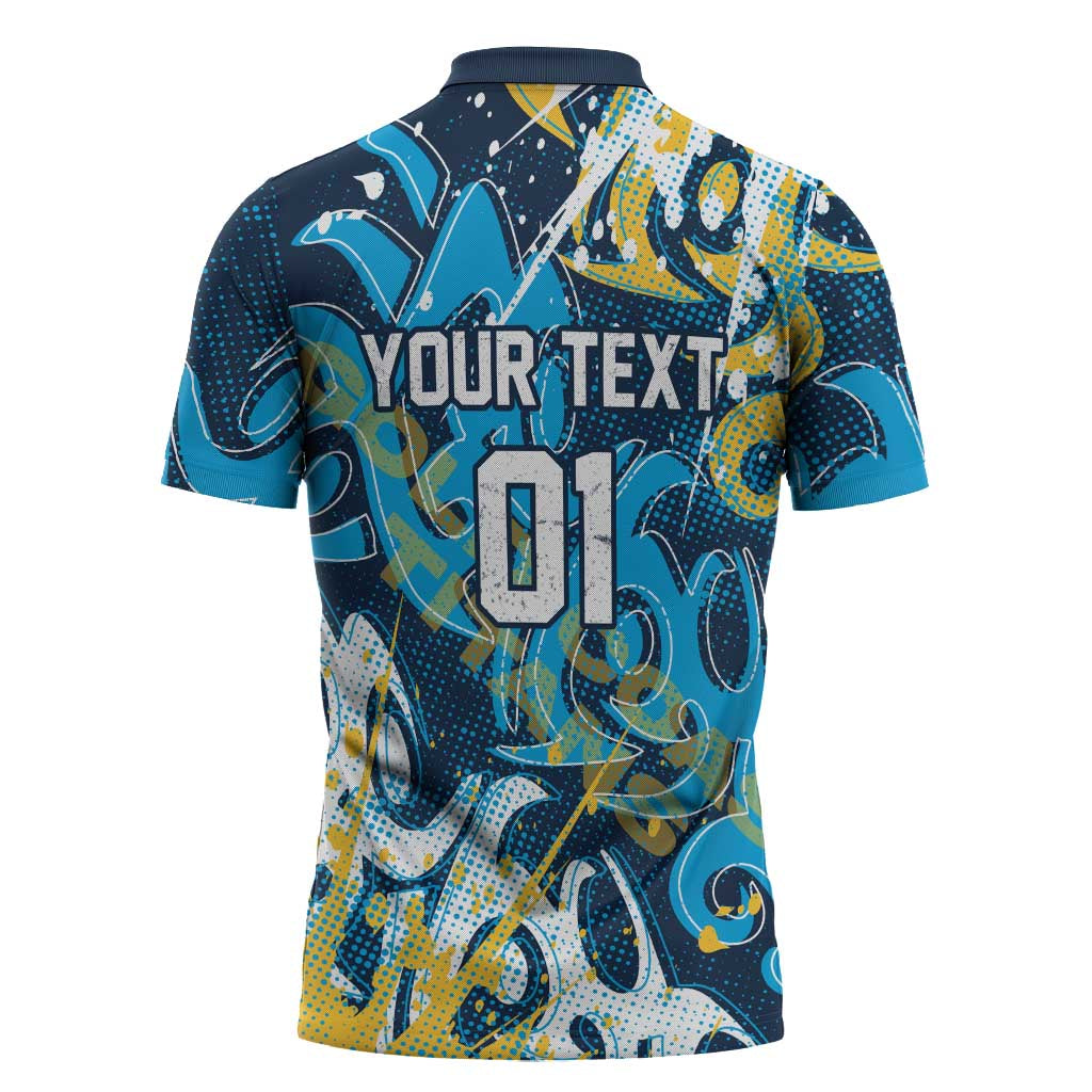 Personalized Gold Coast Titans Rugby Zipper Polo Shirt Urban Street Graffiti Style - Distressed Splatter Elements