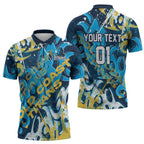 Personalized Gold Coast Titans Rugby Zipper Polo Shirt Urban Street Graffiti Style - Distressed Splatter Elements