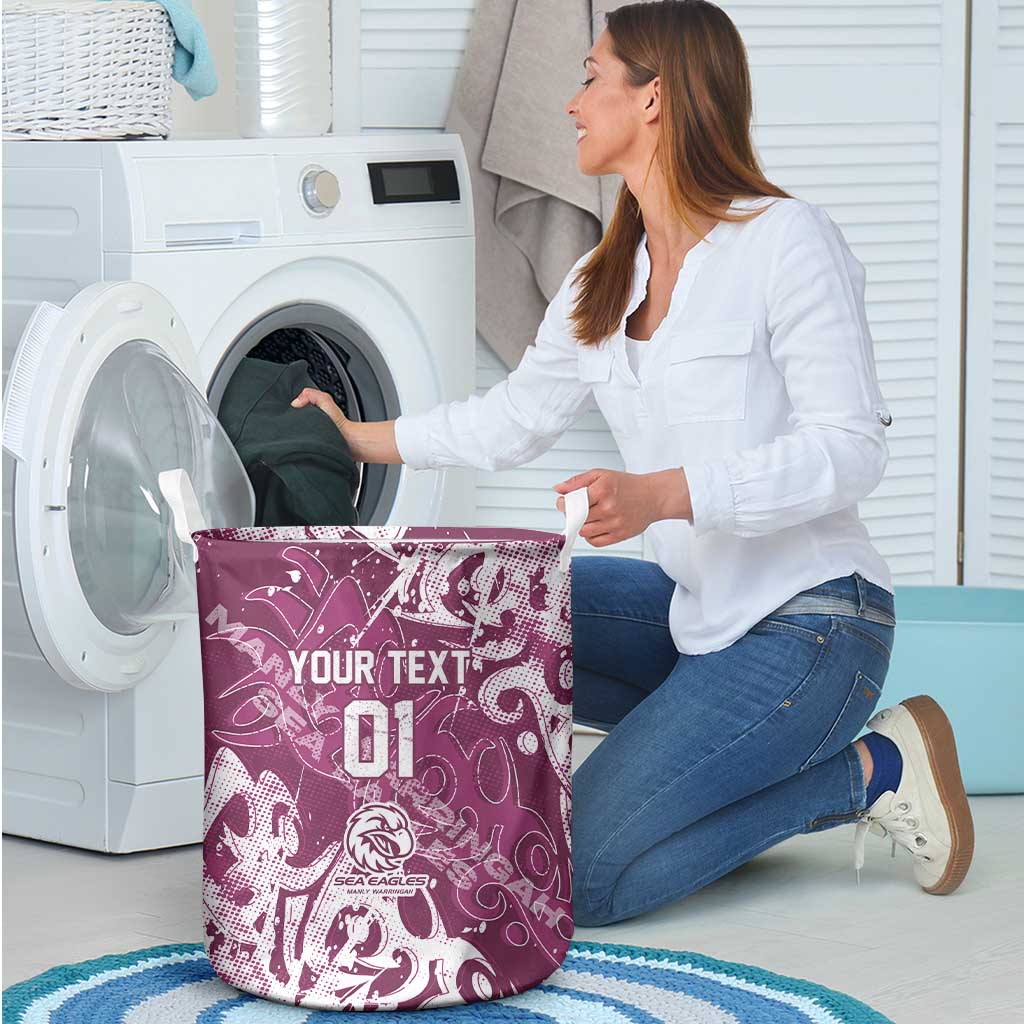 Personalized Manly Warringah Sea Eagles Rugby Laundry Basket Urban Street Graffiti Style - Distressed Splatter Elements