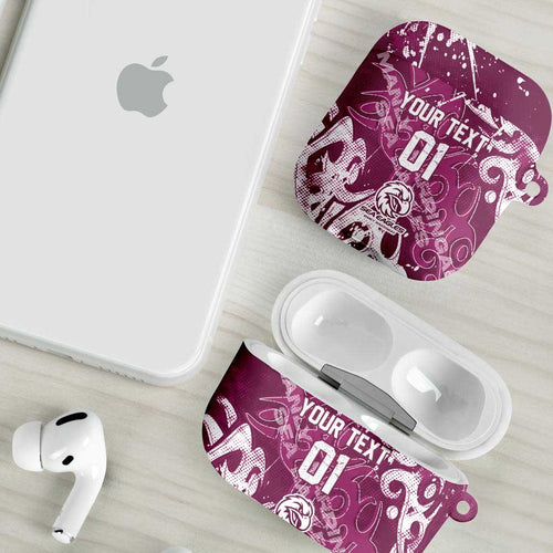 Personalized Manly Warringah Sea Eagles Rugby AirPods Case Urban Street Graffiti Style - Distressed Splatter Elements