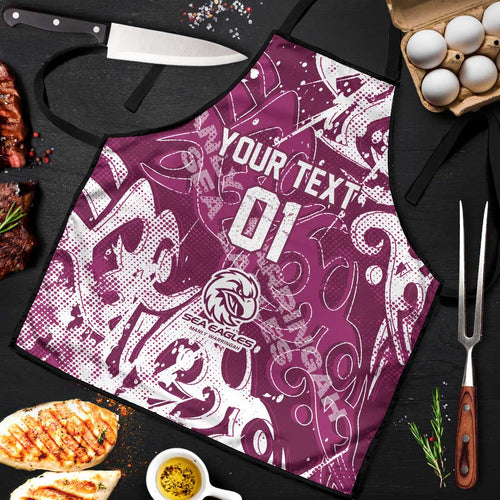 Personalized Manly Warringah Sea Eagles Rugby Apron Urban Street Graffiti Style - Distressed Splatter Elements