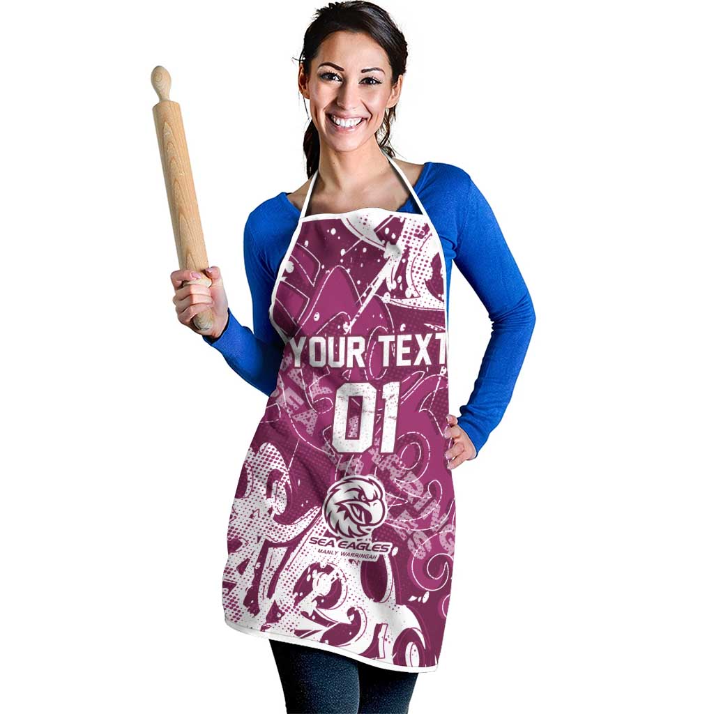 Personalized Manly Warringah Sea Eagles Rugby Apron Urban Street Graffiti Style - Distressed Splatter Elements