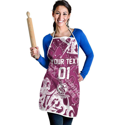 Personalized Manly Warringah Sea Eagles Rugby Apron Urban Street Graffiti Style - Distressed Splatter Elements