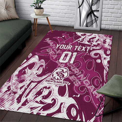 Personalized Manly Warringah Sea Eagles Rugby Area Rug Urban Street Graffiti Style - Distressed Splatter Elements
