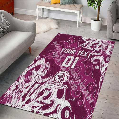 Personalized Manly Warringah Sea Eagles Rugby Area Rug Urban Street Graffiti Style - Distressed Splatter Elements