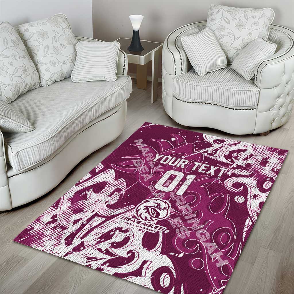 Personalized Manly Warringah Sea Eagles Rugby Area Rug Urban Street Graffiti Style - Distressed Splatter Elements
