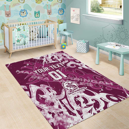 Personalized Manly Warringah Sea Eagles Rugby Area Rug Urban Street Graffiti Style - Distressed Splatter Elements