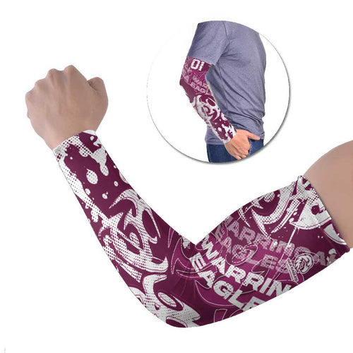 Personalized Manly Warringah Sea Eagles Rugby Arm Sleeves Urban Street Graffiti Style - Distressed Splatter Elements