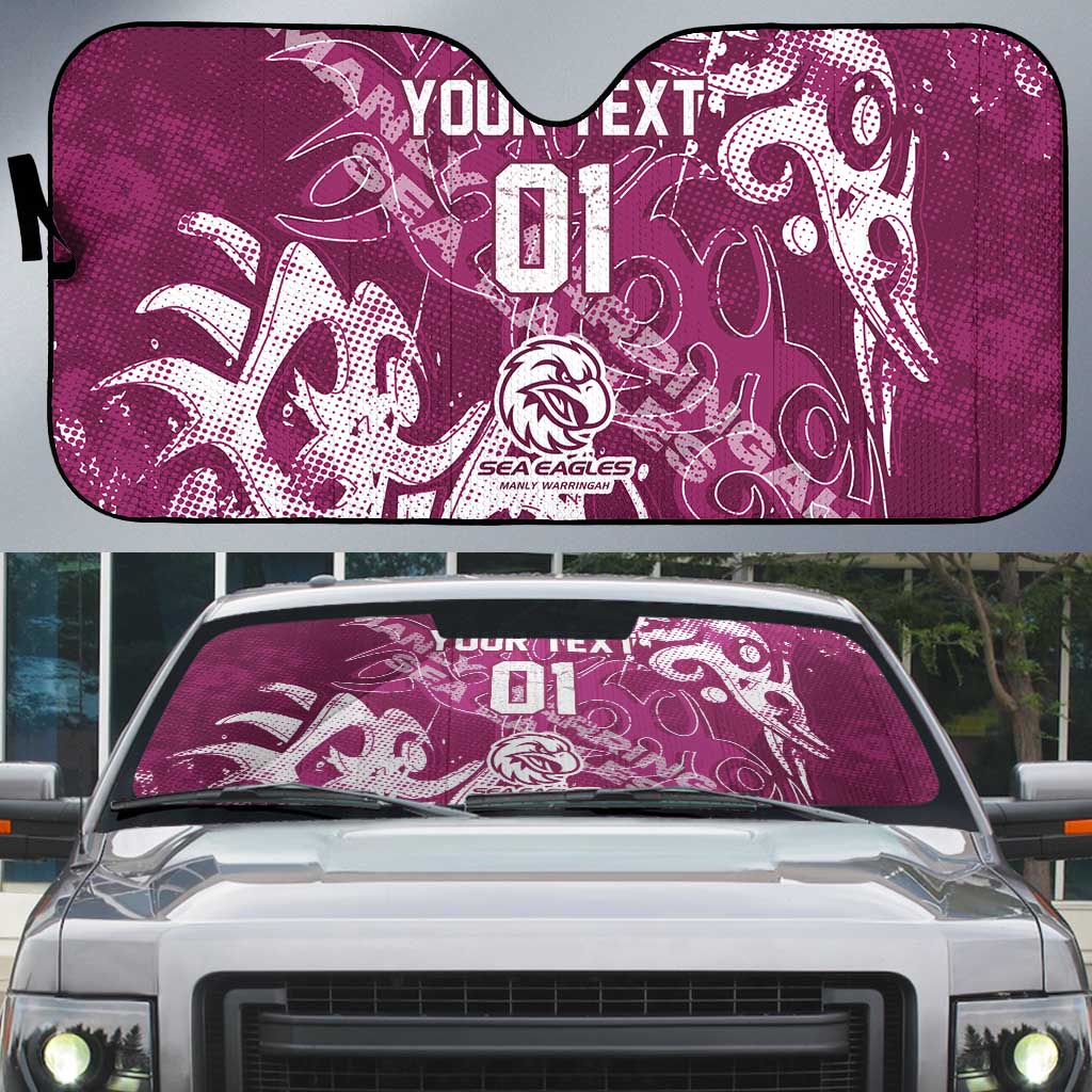 Personalized Manly Warringah Sea Eagles Rugby Auto Sun Shade Urban Street Graffiti Style - Distressed Splatter Elements