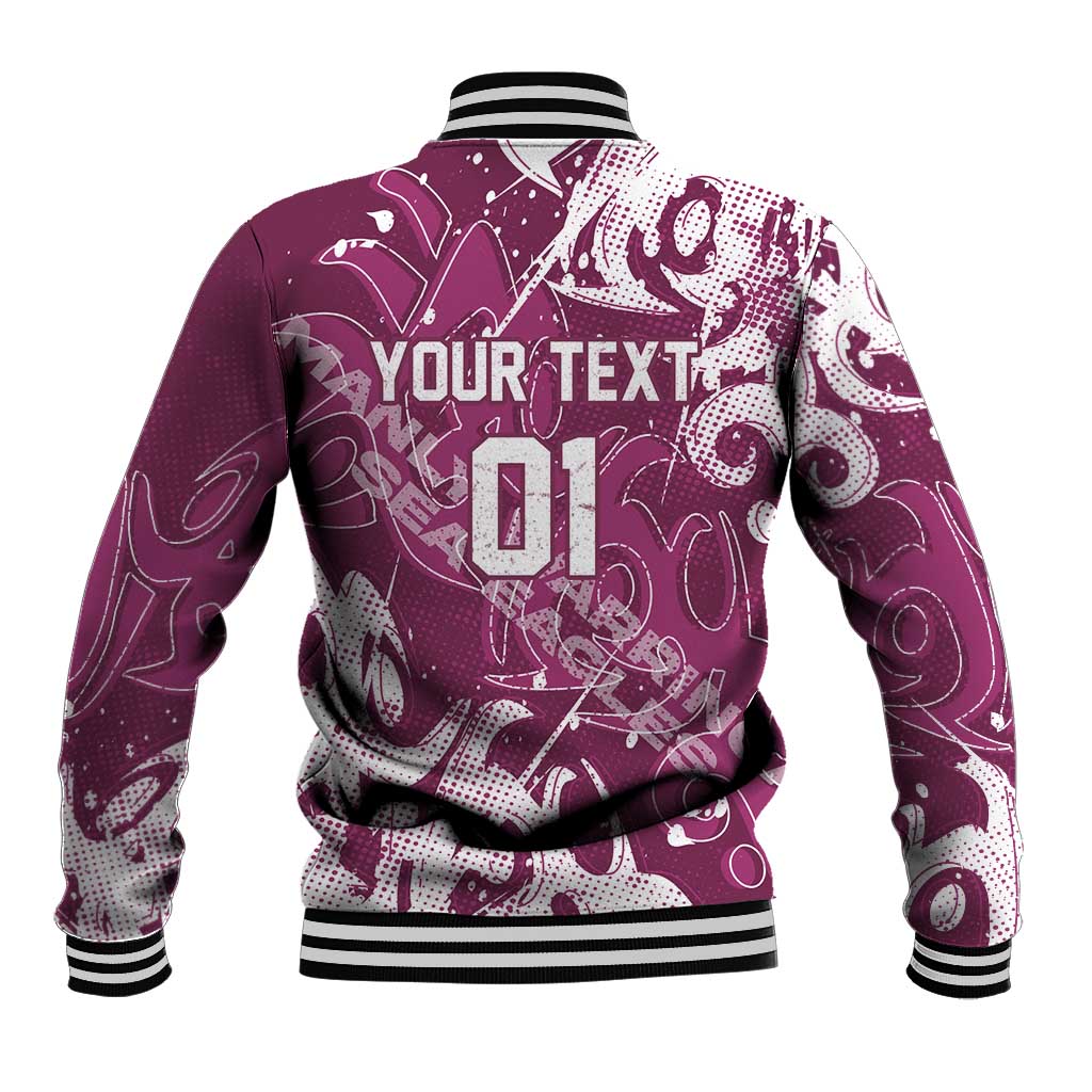Personalized Manly Warringah Sea Eagles Rugby Baseball Jacket Urban Street Graffiti Style - Distressed Splatter Elements