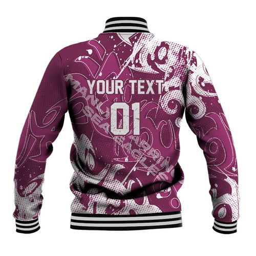Personalized Manly Warringah Sea Eagles Rugby Baseball Jacket Urban Street Graffiti Style - Distressed Splatter Elements