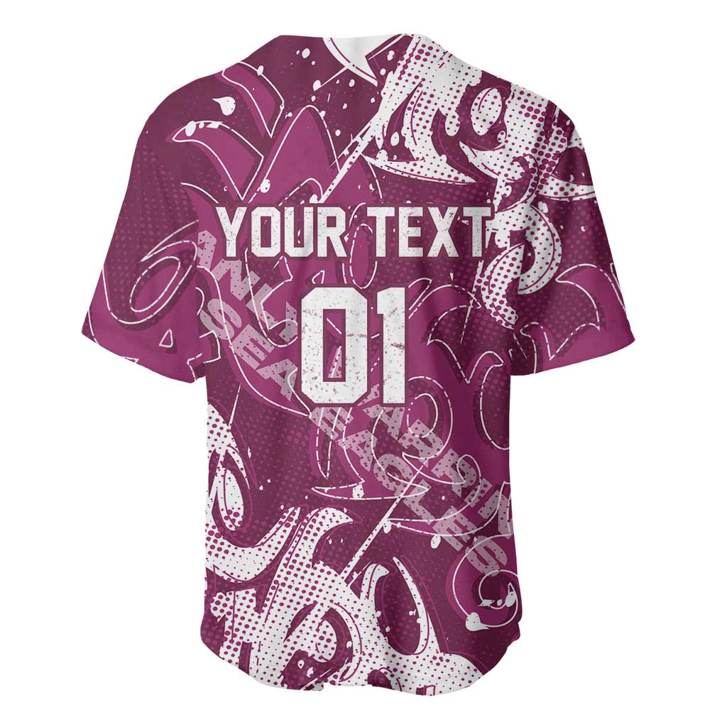 Personalized Manly Warringah Sea Eagles Rugby Baseball Jersey Urban Street Graffiti Style - Distressed Splatter Elements