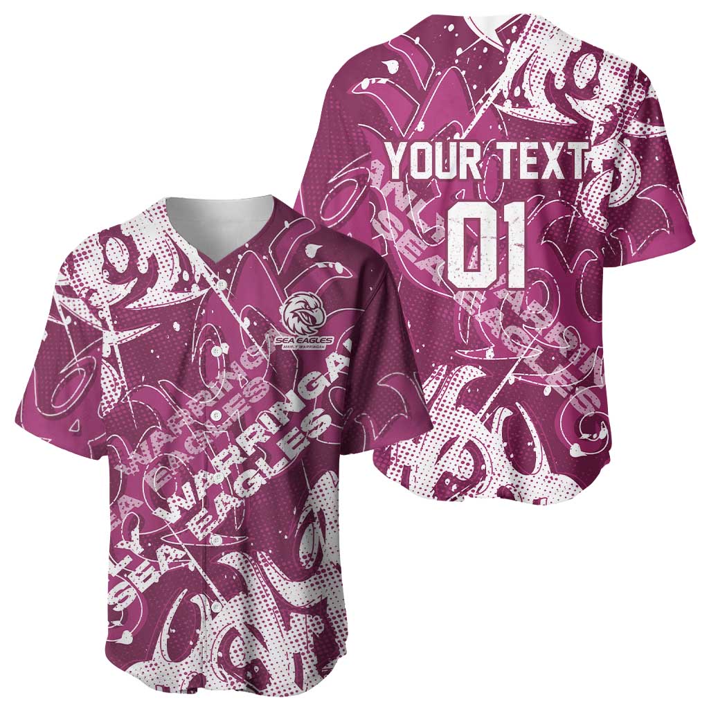 Personalized Manly Warringah Sea Eagles Rugby Baseball Jersey Urban Street Graffiti Style - Distressed Splatter Elements