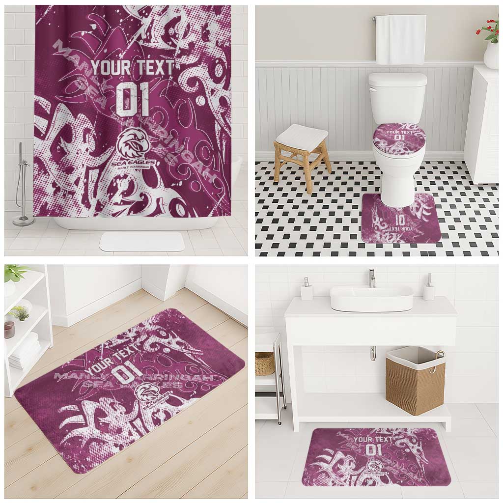 Personalized Manly Warringah Sea Eagles Rugby Bathroom Set Urban Street Graffiti Style - Distressed Splatter Elements