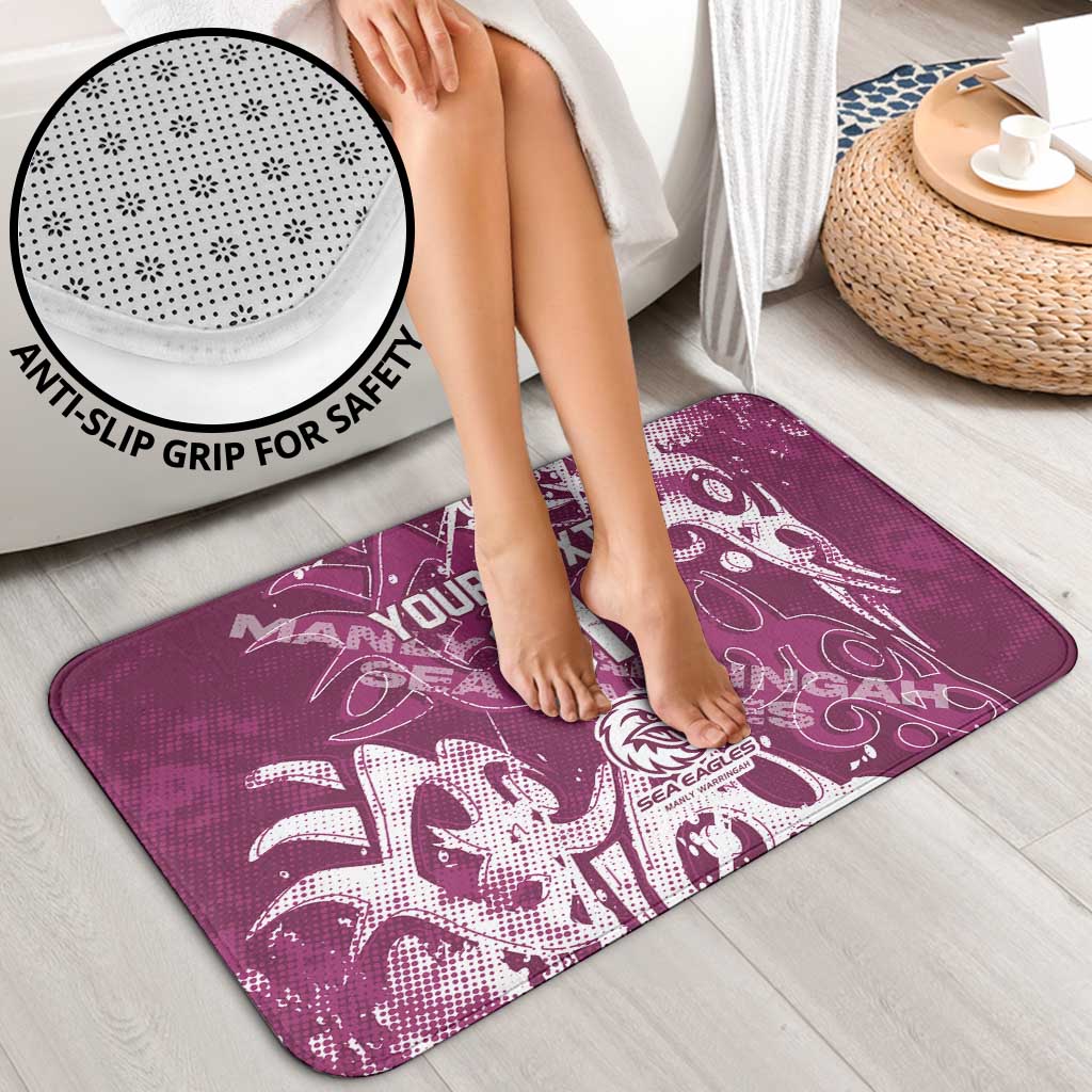 Personalized Manly Warringah Sea Eagles Rugby Bathroom Set Urban Street Graffiti Style - Distressed Splatter Elements