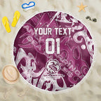 Personalized Manly Warringah Sea Eagles Rugby Beach Blanket Urban Street Graffiti Style - Distressed Splatter Elements