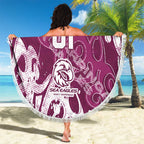 Personalized Manly Warringah Sea Eagles Rugby Beach Blanket Urban Street Graffiti Style - Distressed Splatter Elements