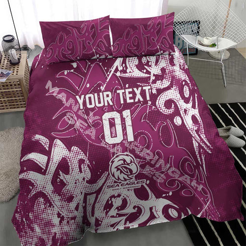 Personalized Manly Warringah Sea Eagles Rugby Bedding Set Urban Street Graffiti Style - Distressed Splatter Elements