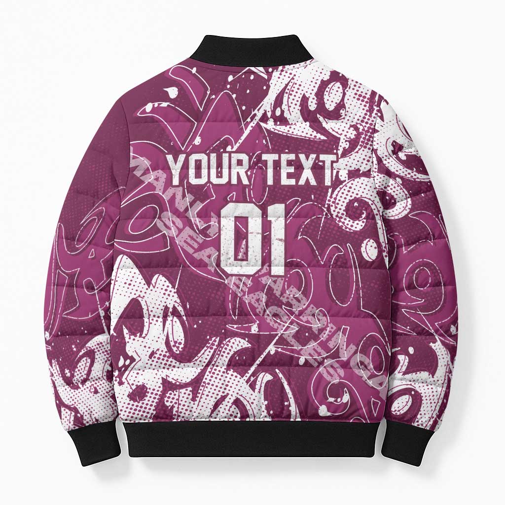 Personalized Manly Warringah Sea Eagles Rugby Bomber Puffer Jacket Urban Street Graffiti Style - Distressed Splatter Elements