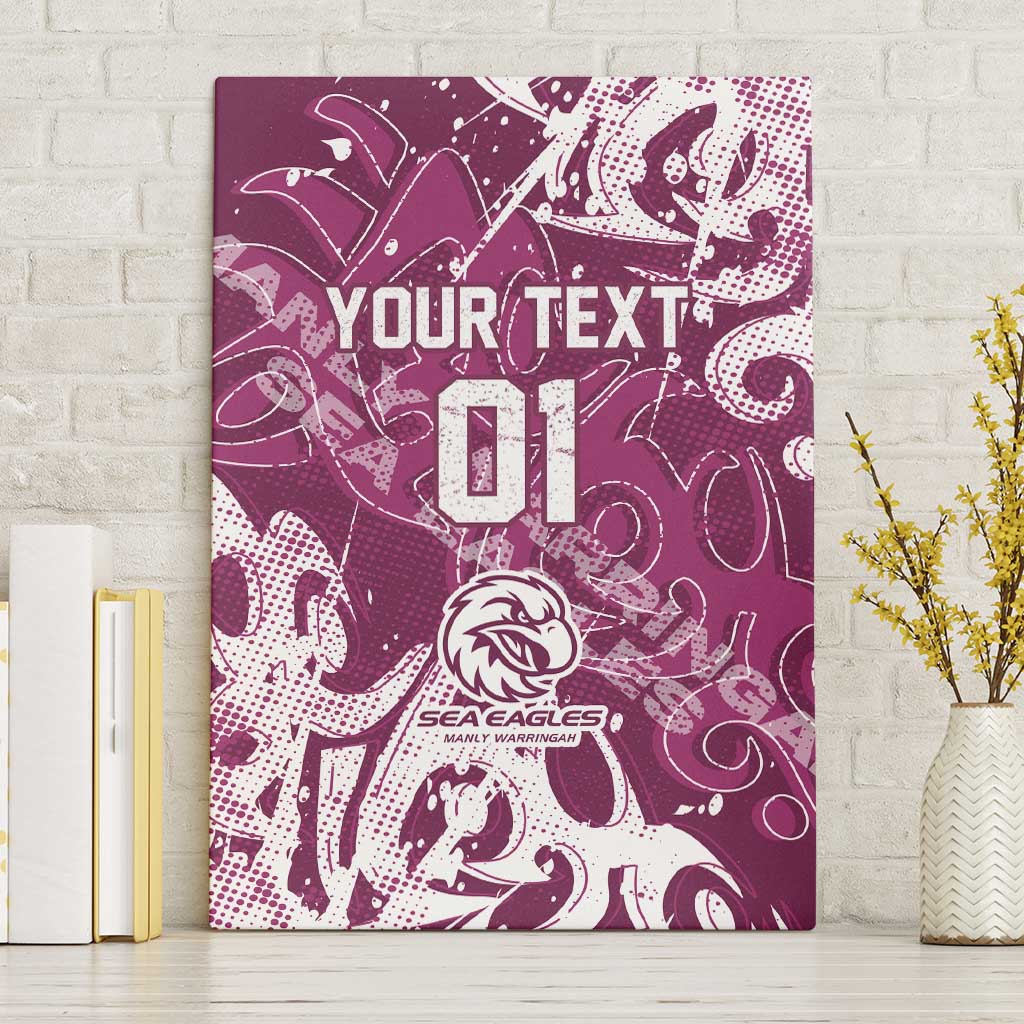Personalized Manly Warringah Sea Eagles Rugby Canvas Wall Art Urban Street Graffiti Style - Distressed Splatter Elements