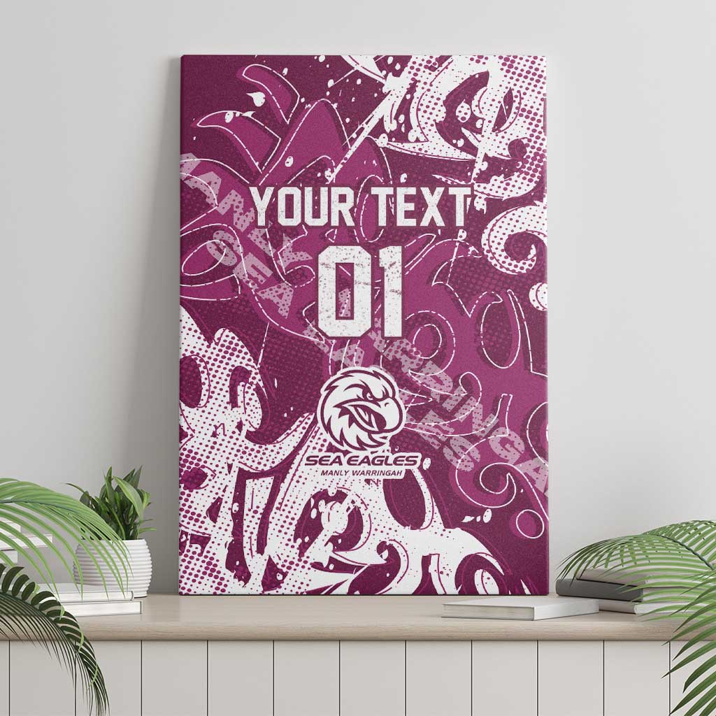 Personalized Manly Warringah Sea Eagles Rugby Canvas Wall Art Urban Street Graffiti Style - Distressed Splatter Elements
