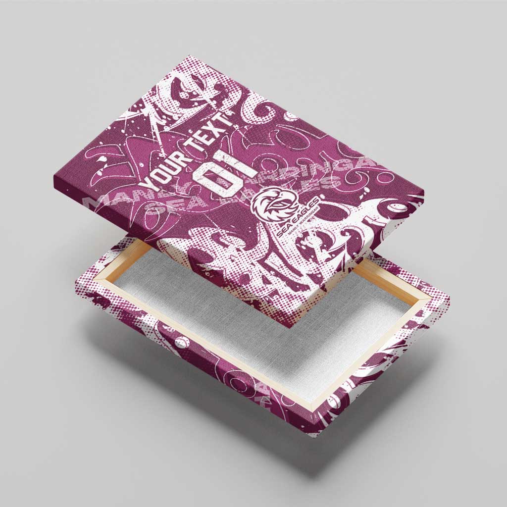 Personalized Manly Warringah Sea Eagles Rugby Canvas Wall Art Urban Street Graffiti Style - Distressed Splatter Elements