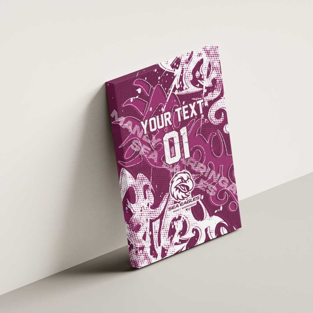 Personalized Manly Warringah Sea Eagles Rugby Canvas Wall Art Urban Street Graffiti Style - Distressed Splatter Elements